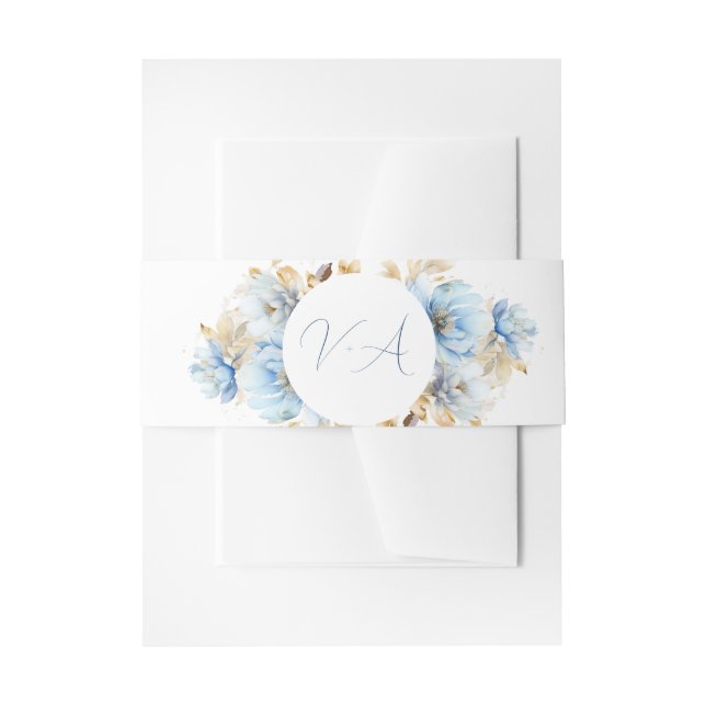 Bandeau De Faire-part Dusty Blue Floral Mariage Monogramme 2 (Devant example)