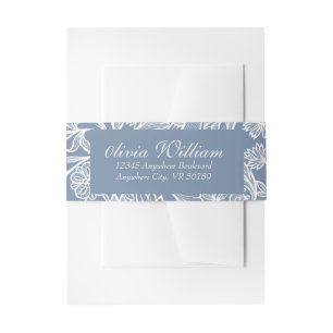 Bandeau De Faire-part Dusty Blue main tiré Chinoiserie Floral