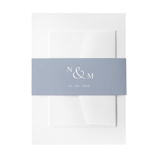 Bandeau De Faire-part Dusty Blue Monogram Moderne Simple Mariage (Devant example)