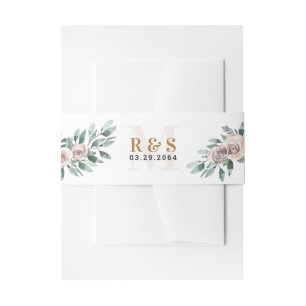 Bandeau De Faire-part Dusty Rose rose Mauve or vert Mariage floral