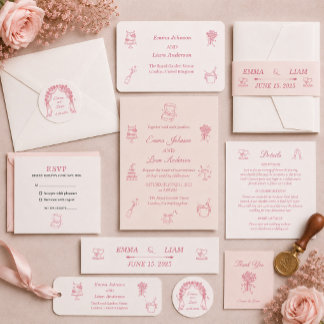 Bandeau De Faire-part Écharpe de mariage rose blush