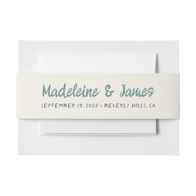 Bandeau De Faire-part Écriture manuscrite Script Vert Bleu Mariage rétro (Devant Example)