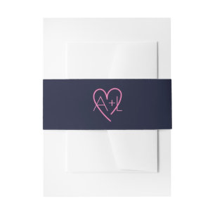 Bandeau De Faire-part Electric Love Neon Rose Coeur & Monogramme
