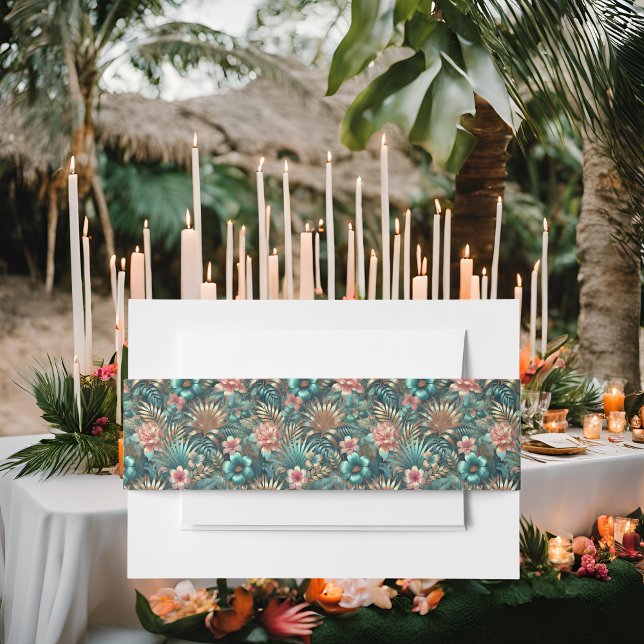Bandeau De Faire-part Élégance tropicale Invitation Bande de ventre (Créateur téléchargé)