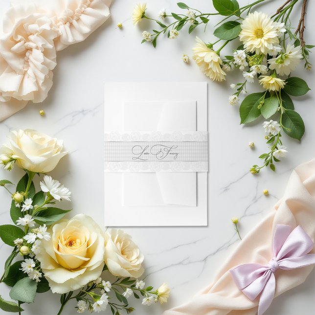Bandeau De Faire-part Elégant Amour Fancy dentelle nuptiale Invitation (Elegant Love Fancy Lace Bridal Shower Invitation Invitation Belly Band)