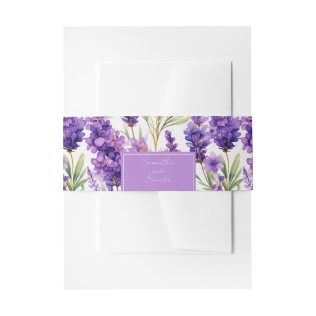 Bandeau De Faire-part Elégant Aquarelle Lavande Fleurs (Devant example)