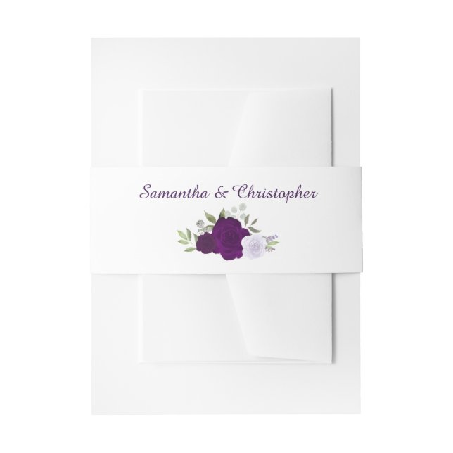 Bandeau De Faire-part Elégant Aquarelle Plum Floral Purple Mariage (Devant example)