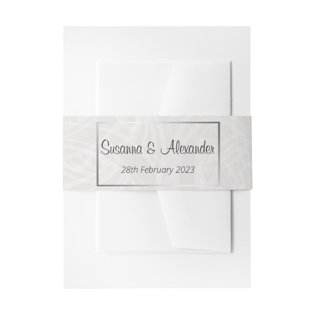 Bandeau De Faire-part Elégant argent et Mariage damassé (Devant example)