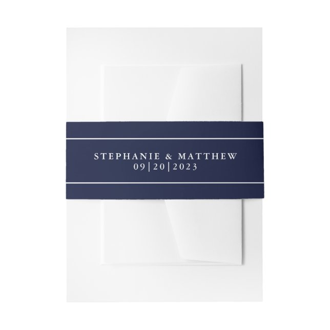 Bandeau De Faire-part Elégant Bleu & Blanc Bordure Chic Mariage (Devant example)