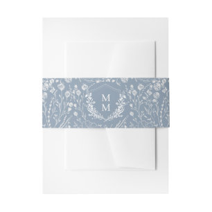 Bandeau De Faire-part Elégant bleu bleu floral Crest Mariage