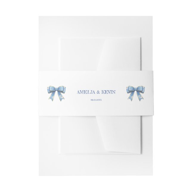Bandeau De Faire-part Elegant Blue Bow Engagement Party Invitation (Devant example)