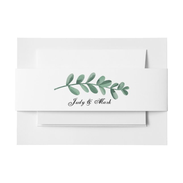 Bandeau De Faire-part Elégant classique Aquarelle Feuille vert (Devant Example)
