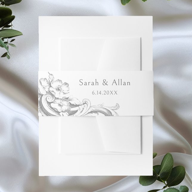 Bandeau De Faire-part Élégant classique Rococo Floral (Créateur téléchargé)