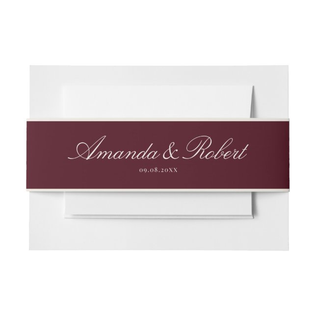 Bandeau De Faire-part Elegant Classy Burgundy Wedding (Devant Example)