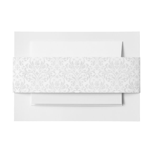 Bandeau De Faire-part Élégant Damask Mariage blanc alternatif (Devant Example)