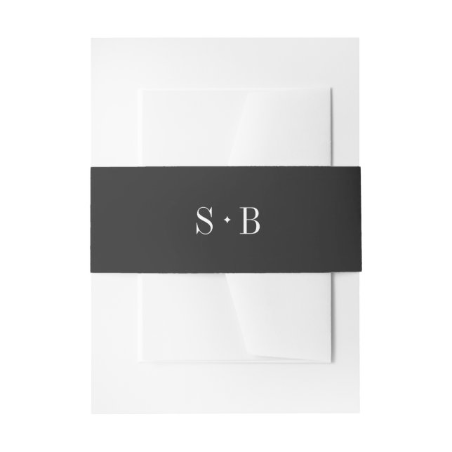 Bandeau De Faire-part Elegant Deep Gray Monogram Wedding  (Devant example)