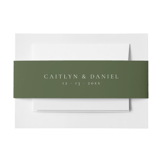 Bandeau De Faire-part Élégant Deep Green Invitation Belly Band (Devant Example)