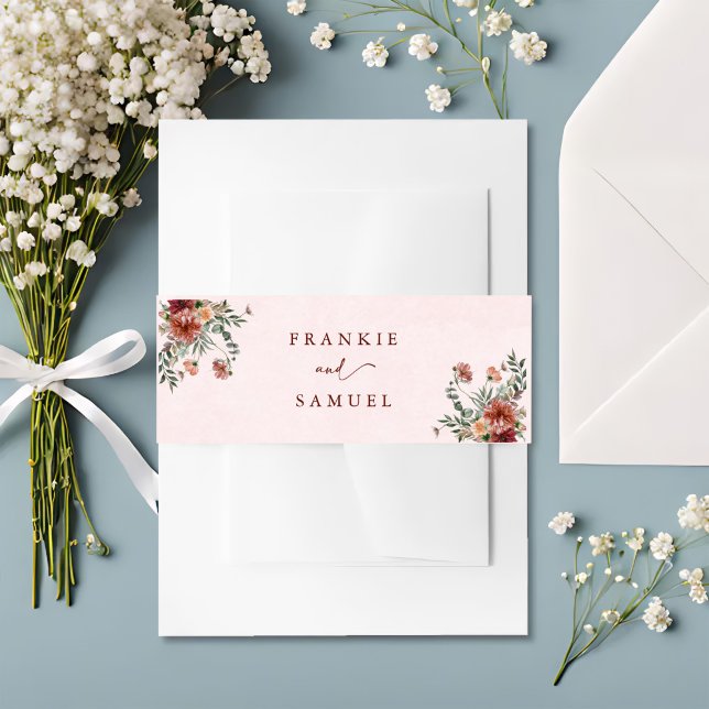 Bandeau De Faire-part Élégant en Mariage rose d'automne (Créateur téléchargé)