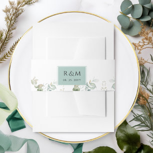 Bandeau De Faire-part Élégant Eucalyptus Mariage Monogramme