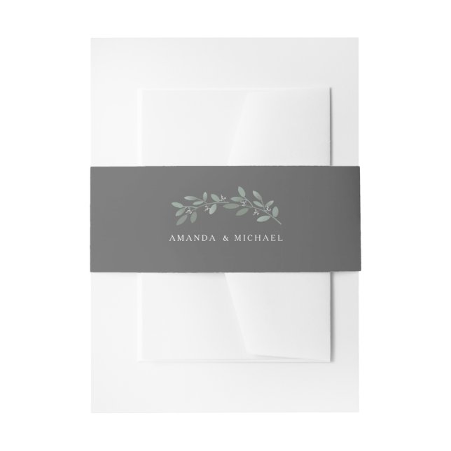Bandeau De Faire-part Elégant Eucalyptus Mariage Suite Belly Band (Devant example)