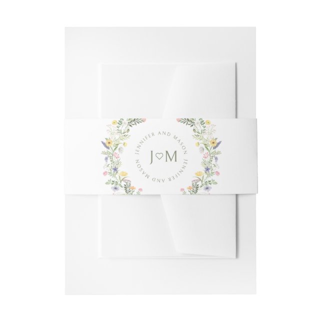 Bandeau De Faire-part Élégant Fleur de prairie Monogramme Mariage Bande  (Devant example)