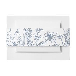 Bandeau De Faire-part Élégant Fleur sauvage Mariage bleu périphérique