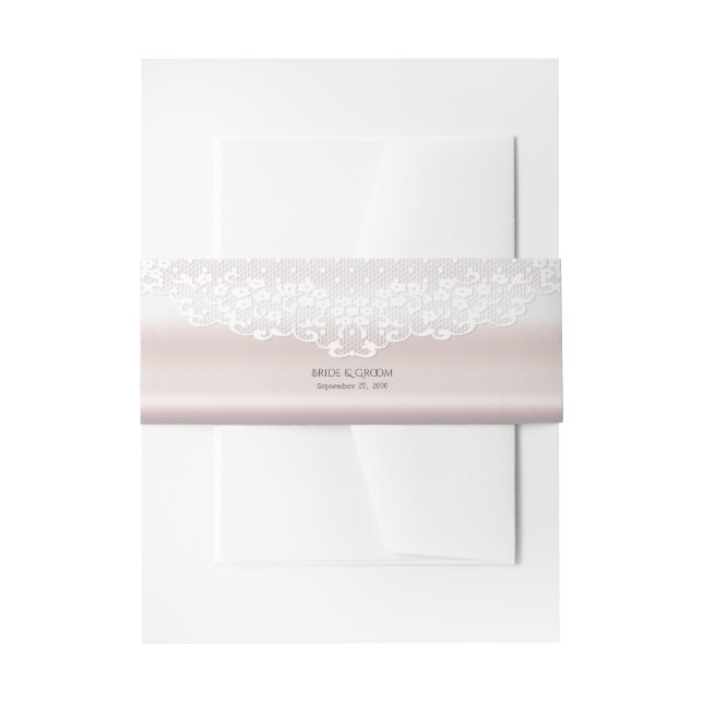 Bandeau De Faire-part Élégant floral dentelle blanche (Devant example)