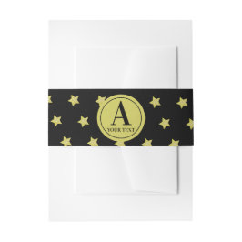 Bandeau De Faire-part Elegant Gold & Black Star Pattern Monogram