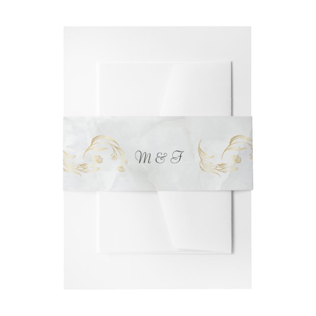 Bandeau De Faire-part Elegant Gold Marble Wedding Belly Band (Devant example)