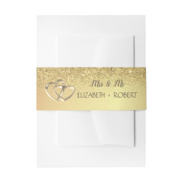 Bandeau De Faire-part Elegant Gold Parties scintillant Bokeh, Coeurs