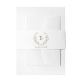 Bandeau De Faire-part Élégant Golden Laurel Wreath Mariage Monogramme