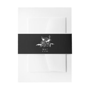 Bandeau De Faire-part Élégant gothique Floral Mariage noir