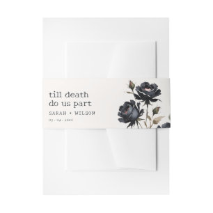 Bandeau De Faire-part Elégant gothique noir Rose noir Mariage