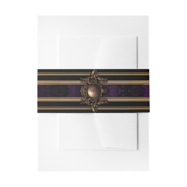 Bandeau De Faire-part Élégant gothique violet et or (Devant example)