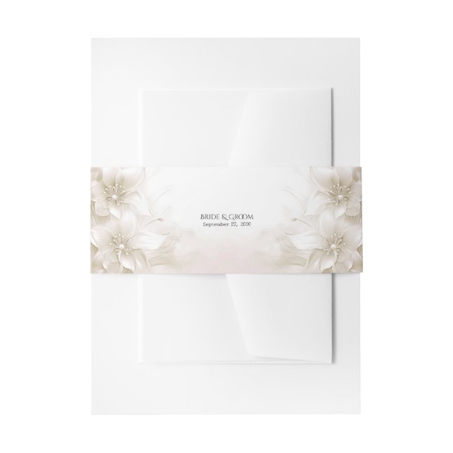 Bandeau De Faire-part Elegant Ivory White Flowers (Devant example)
