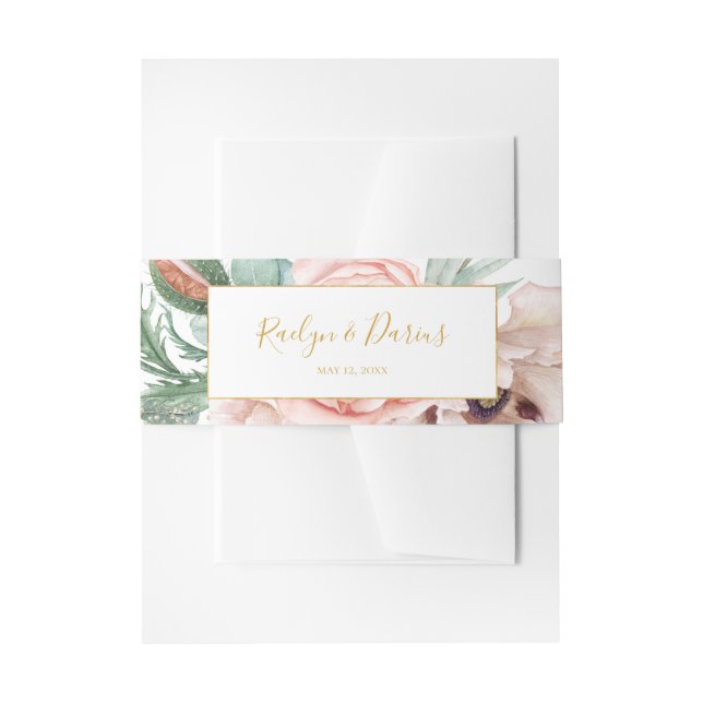 Bandeau De Faire-part Elégant Jardin Floral Blush | MARIAGE (Devant example)