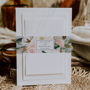 Bandeau De Faire-part Élégant Magnolia   Mariage gris bleu