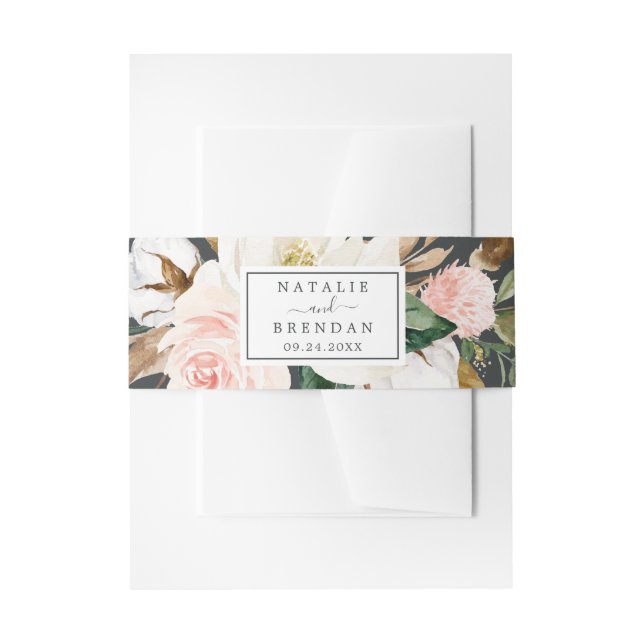 Bandeau De Faire-part Élégant Magnolia | Mariage noir (Devant example)