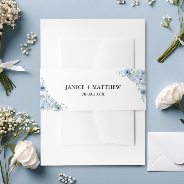 Bandeau De Faire-part Elégant Mariage bleu bleu bleu bleu floral (Créateur téléchargé)
