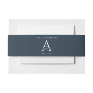 Bandeau De Faire-part Élégant Mariage bleu marine moderne
