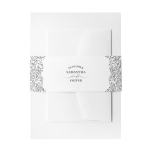 Bandeau De Faire-part Elégant Mariage damassé noir et blanc