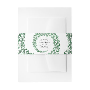 Bandeau De Faire-part Élégant Mariage damassé verte