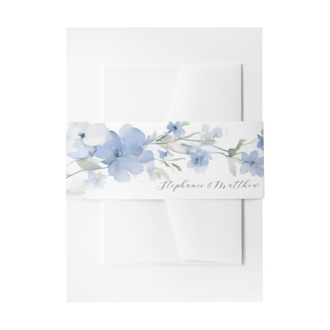 Bandeau De Faire-part Elégant Mariage d'aquarelle bleu d'été (Devant example)