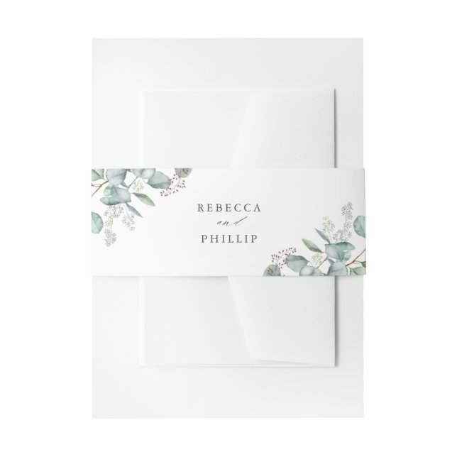 Bandeau De Faire-part Elégant Mariage d'aquarelle Eucalyptus (Devant example)