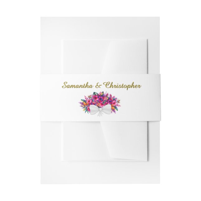 Bandeau De Faire-part Élégant Mariage de Bouquet d'Hibiscus Tropical (Devant example)