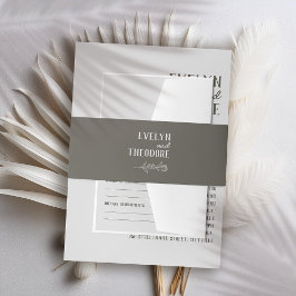 Bandeau De Faire-part Élégant Mariage de Fleur d'Art Neutre Line