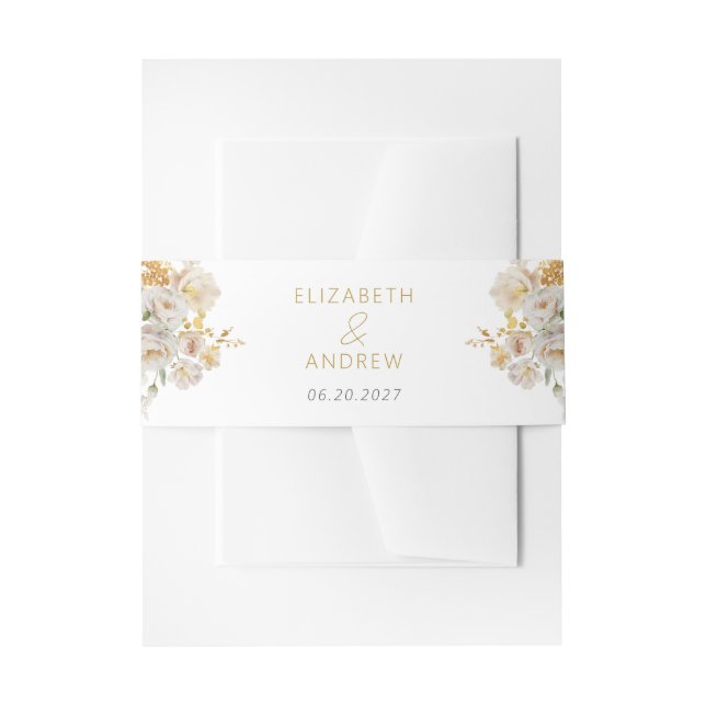 Bandeau De Faire-part Elégant Mariage de fleurs d'aquarelle (Devant example)