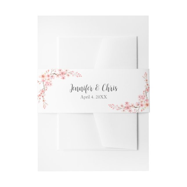Bandeau De Faire-part Élégant Mariage de fleurs de cerisier (Devant example)