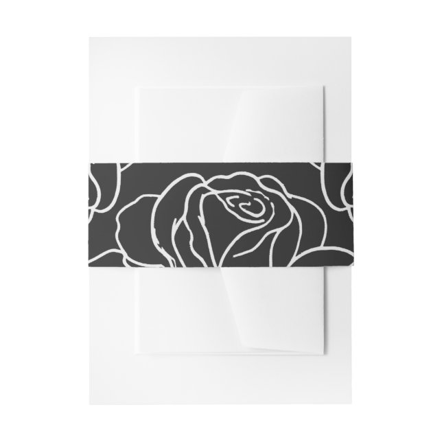 Bandeau De Faire-part Élégant Mariage de fleurs noires (Devant example)