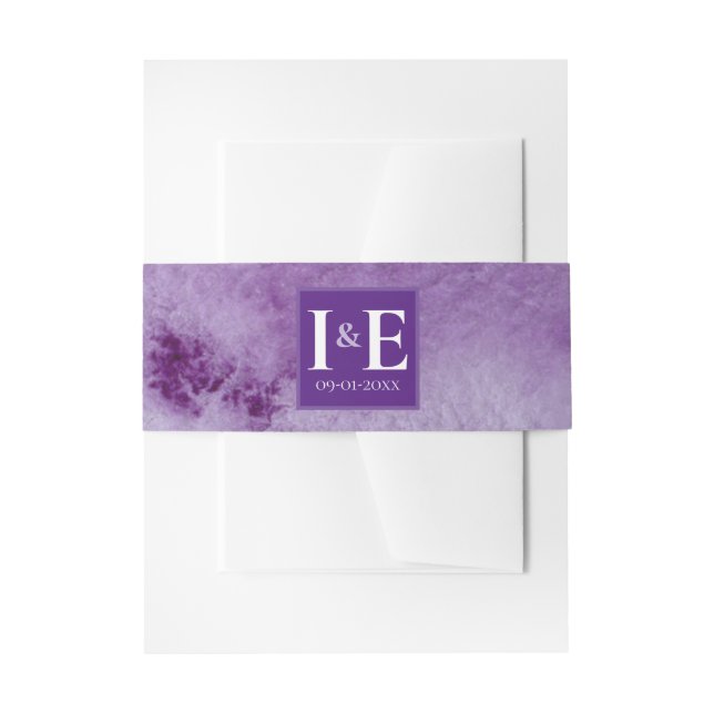 Bandeau De Faire-part Élégant Mariage de lavage à l'aquarelle violette M (Devant example)